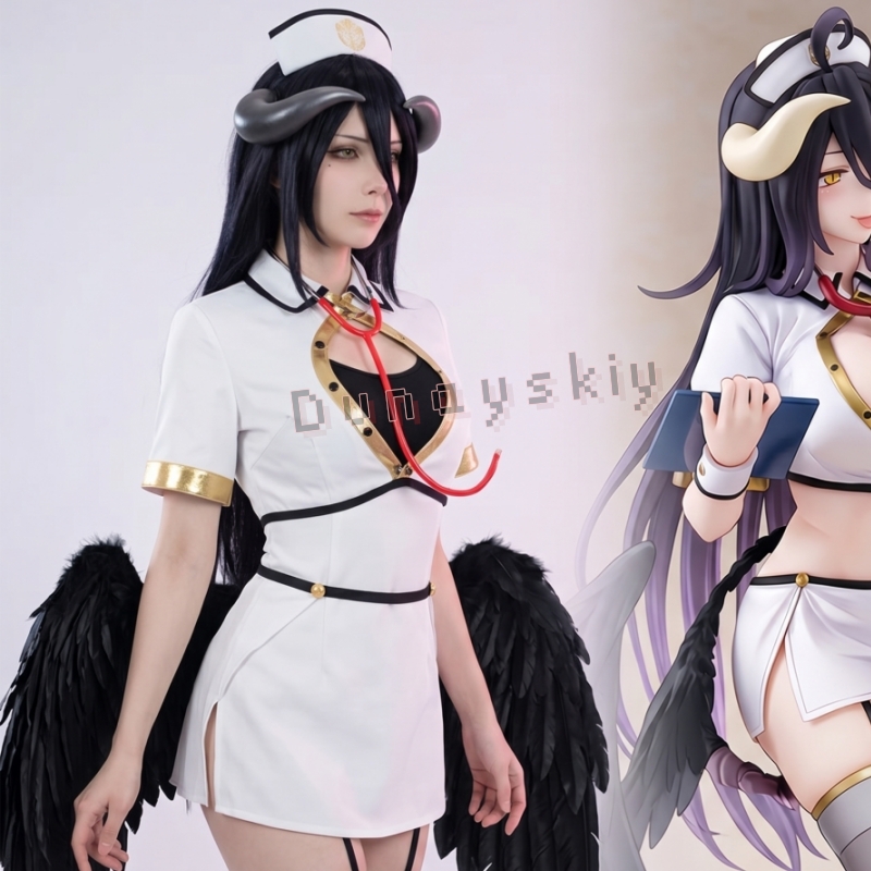 Party Games Mini - OVERLORD Albedo Kostum Cosplay Perawat Malaikat